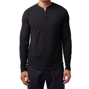 GOOD MAN Men's Long Sleeve Legend Henley Tee Medium Black 100% Cotton